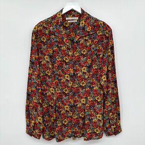 Vintage Anne Pinkerton Top Shirt Blouse‎ Size 8 Medium 100% Silk Floral Boho